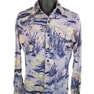 Sears Kings Road Disco Shirt Vintage 70s Duck Pond AOP Made In USA Mens Small